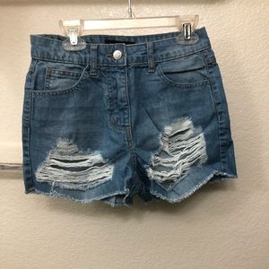 Medium washed denim shorts